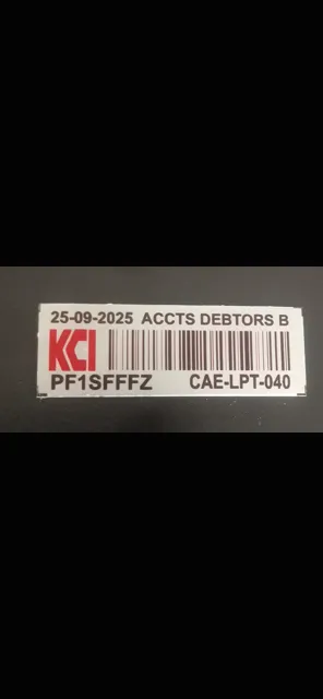 What is asset tagging: a close-up of a service department asset tag with barcode, printed by STL Asset Solutions
